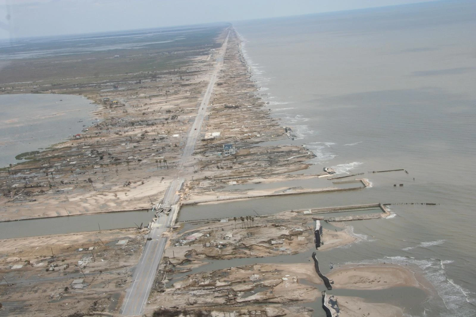 Storm surge damage to Texas coast after Hurricane Ike